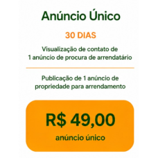 Assinatura anúncio único por 30 dias